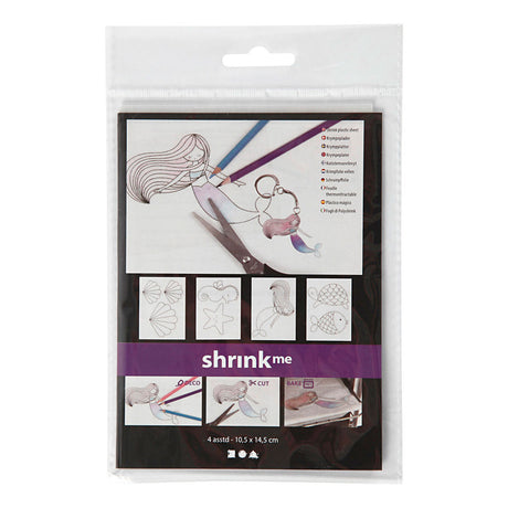 Creativ virksomhed https: www.cchobby.nl sheets-shrink-foil-with-motifs-mermaid-sheet-10-5x14-5-cm-thickness-0-3-mm-matt-transparent-4-sheet-1-box
