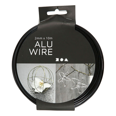 Creativ virksomhed https: www.cchobby.nl alu-wire-round-thickness-2-mm-black-10-m-1-roll