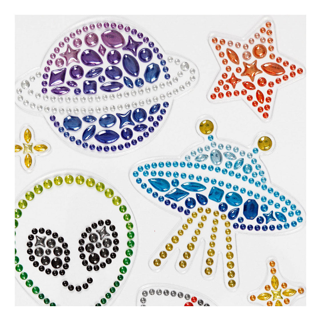 Creativ firma diamantklistermærker - rumtema - selvklæbende glimmerklistermærker - rhinestone craft stickers - luksus dekorations klistermærker - festlige klæbende diamant klistermærker - 10x16 cm - 1 ark