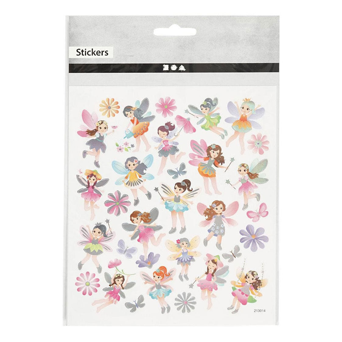 Creativ firmaklistermærker feer - selvklæbende klistermærker - gennemsigtig plastfolie - med sølvfolie glitter lak detaljer - velegnet til kortudformning - 15x16,5 cm - 1 sæt