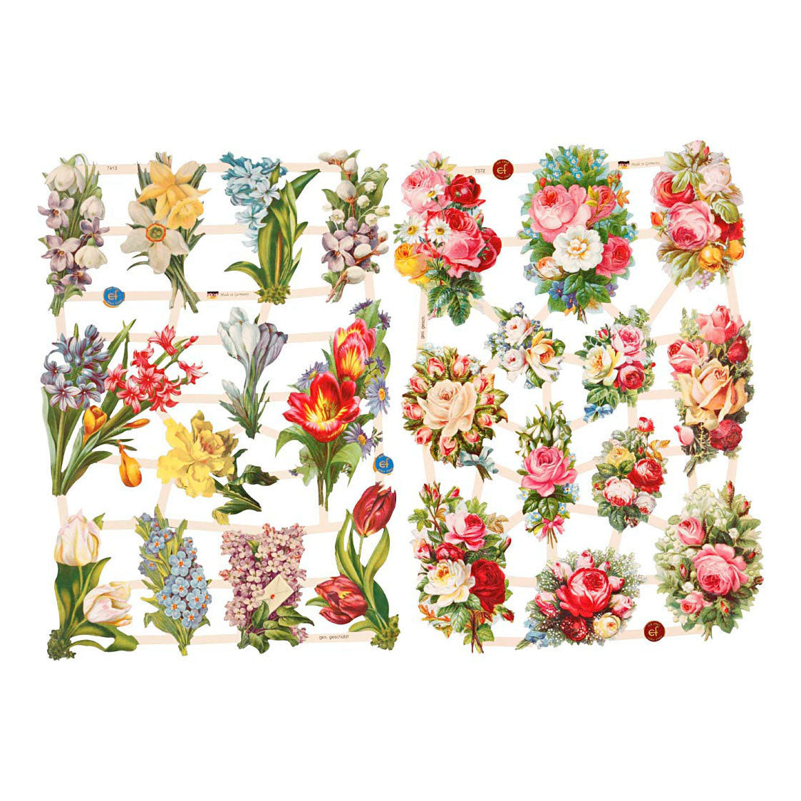 Creativ Company Vintage Pictures Spring Flowers, 2 Sheets