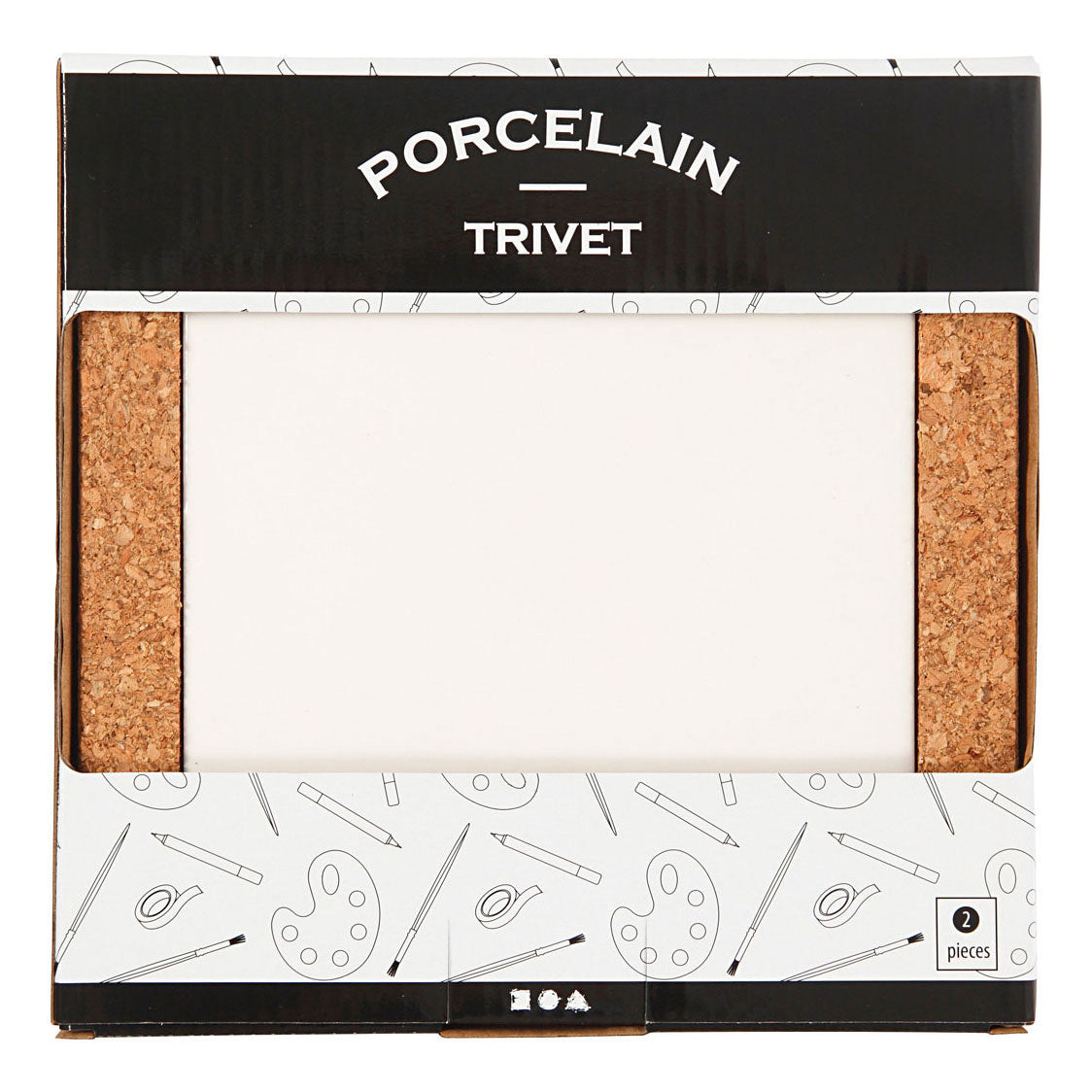 Creativ Company coaster porcelæn med ramme af Cork