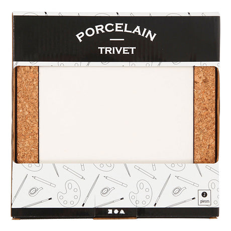 Creativ Company coaster porcelæn med ramme af Cork
