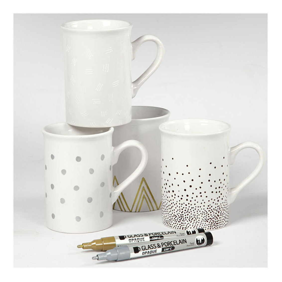 Creativ Company Glass Porcelain Stones, der sammenligner brunt guld sølvhvide, 4 ..