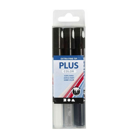 Creativ Company Plus Color Marker - Black Off -White Rain Grey, 3st.