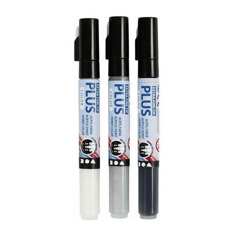 Creativ Company Plus Color Marker - Black Off -White Rain Grey, 3st.