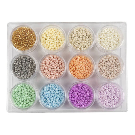 Creativ Company Rocailles Round Glass Perles 3 mm pastelfarver, 12x17 gram
