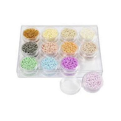 Creativ Company Rocailles Round Glass Perles 3 mm pastelfarver, 12x17 gram