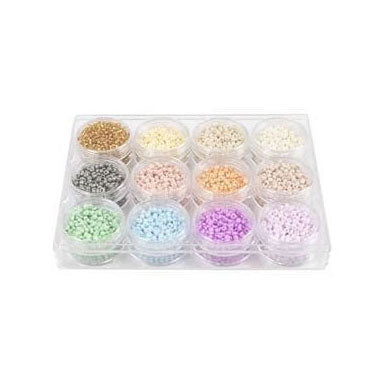 Creativ Company Rocailles Round Glass Perles 3 mm pastelfarver, 12x17 gram