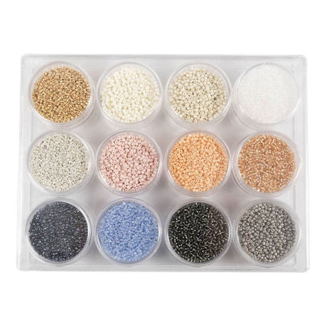Creativ Company Rocailles Round Glass Perles 1,7 mm pastelfarver, 12x17 gram