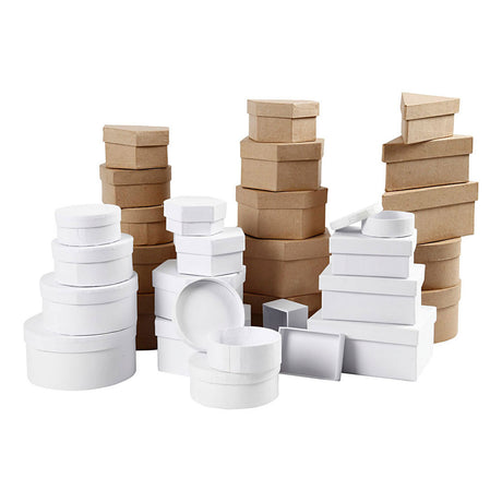 Creativ Company Boxes Brown og White 6,5-18 cm, 30 ..