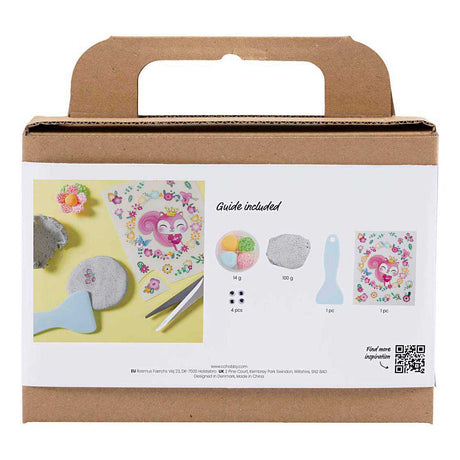 Creativ firma mini hobby sæt modellering, sten med insekt, grå, lys pink, lys turkis, 1 æske