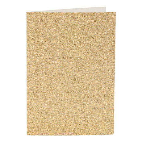 Creativ firmakort og kuverter, kortstørrelse 10,5x15 cm, kuvertstørrelse 11,5x16,5 cm, glitter, 120+250 gr, guld, 4 sæt 1 æske