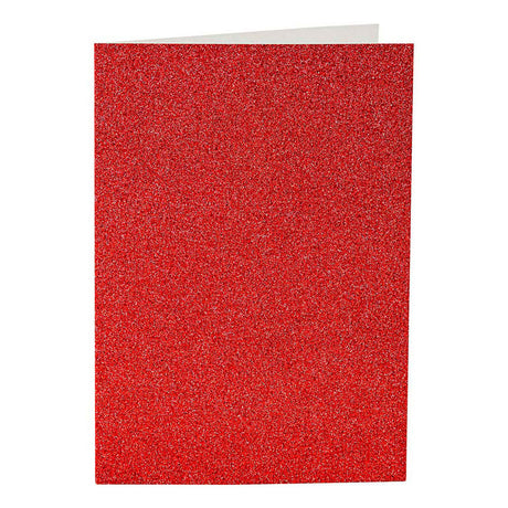 Creativ firmakort og kuverter, kortstørrelse 10,5x15 cm, kuvertstørrelse 11,5x16,5 cm, glitter, 110+250 gr, rød, 4 sæt 1 æske