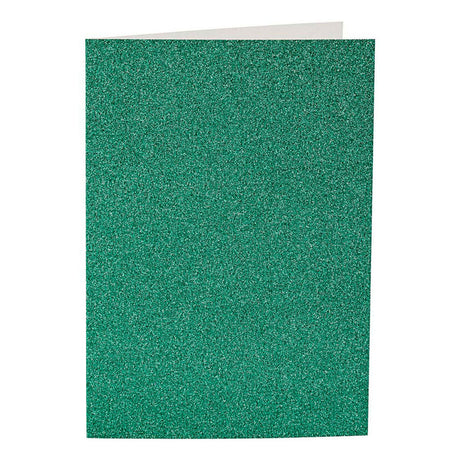 Creativ firmakort og kuverter, kortstørrelse 10,5x15 cm, kuvertstørrelse 11,5x16,5 cm, glitter, 110+250 gr, grøn, 4 sæt 1 æske