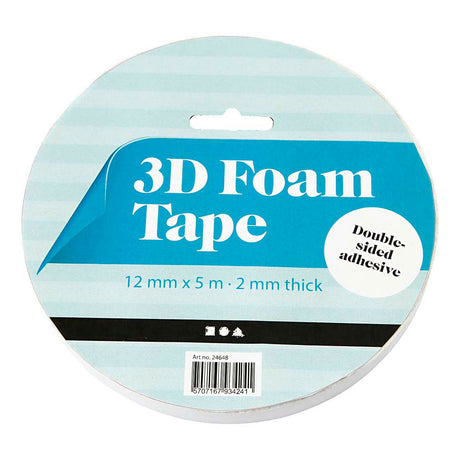 Creativ company 3D skumtape, B: 12 mm, tykkelse 2 mm, 5 m 1 rulle