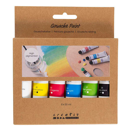Creativ firma gouache maling, standard farver, 6x20 ml 1 æske