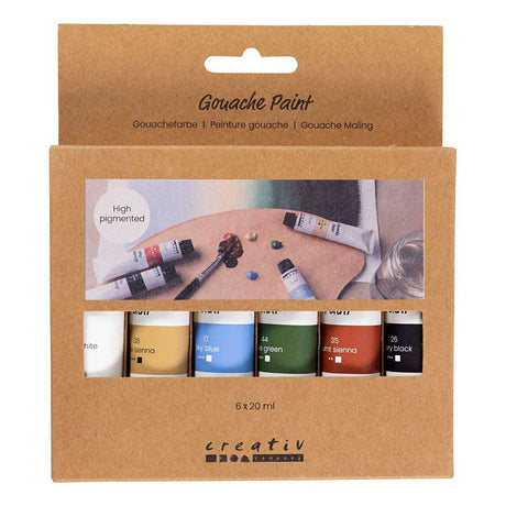 Creativ firma gouache maling, naturlige farver, 6x20 ml 1 æske