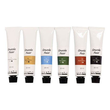Creativ firma gouache maling naturlige farver - 6x20ml.