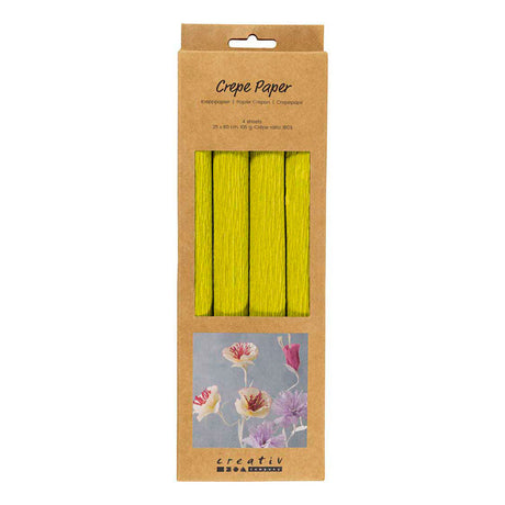 Creativ company crepepapir, ark 25x60 cm, crepeforhold: 180%, 105 gr, lysegrøn, 4 ark 1 æske