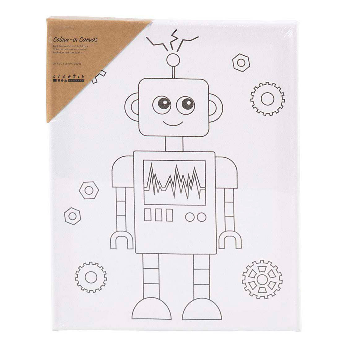 Creativ virksomhed https: www.cchobby.nl maler-lærred-med-tryk-robot-d-1-6-cm-dimensioner-24x30-cm-360-gr-1-piece