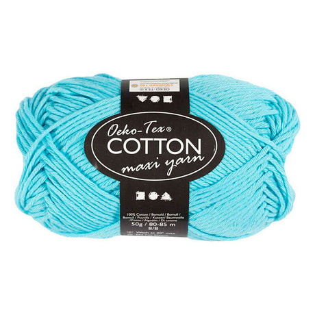 Creativ firma bomuldsgarn, str. 8 8, l: 80-85 m, turkis, 50 g 1 kugle
