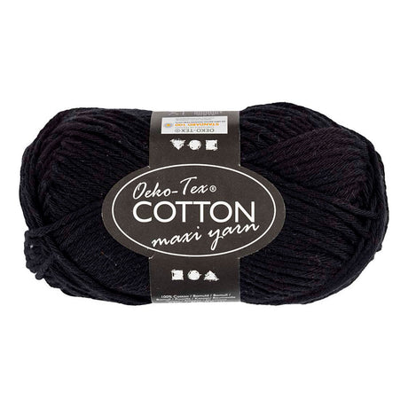 Creativ firma bomuldsgarn, str. 8 8, l: 80-85 m, sort, 50 g 1 kugle