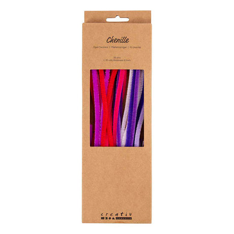 Creativ company chenille, l: 30 cm, tykkelse 6 mm, lilla pink harmoni, 25 stk. 1 æske