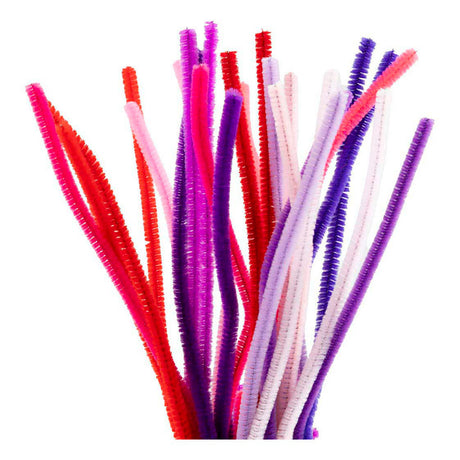 Creativ company chenille, l: 30 cm, tykkelse 6 mm, lilla pink harmoni, 25 stk. 1 æske