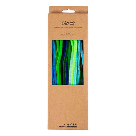 Creativ company chenille 6mm x 30cm grøn og turkis harmoni - 25 stk.