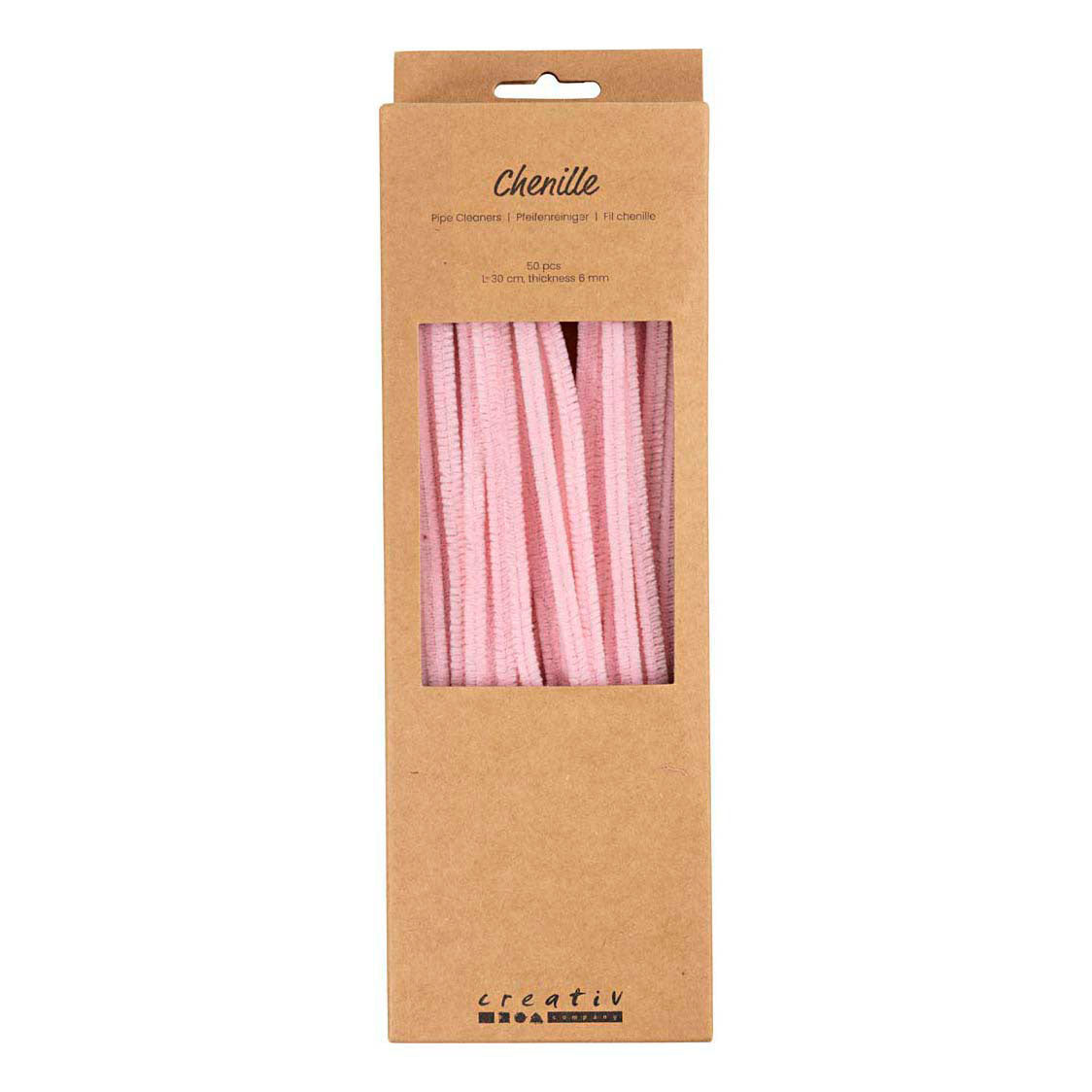 Creativ company chenilletråd pink håndværksmateriale 50 stk 6mm x 30cm.
