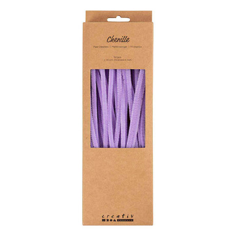 Creativ company chenille, l: 30 cm, tykkelse 6 mm, lilla, 50 stk. 1 æske