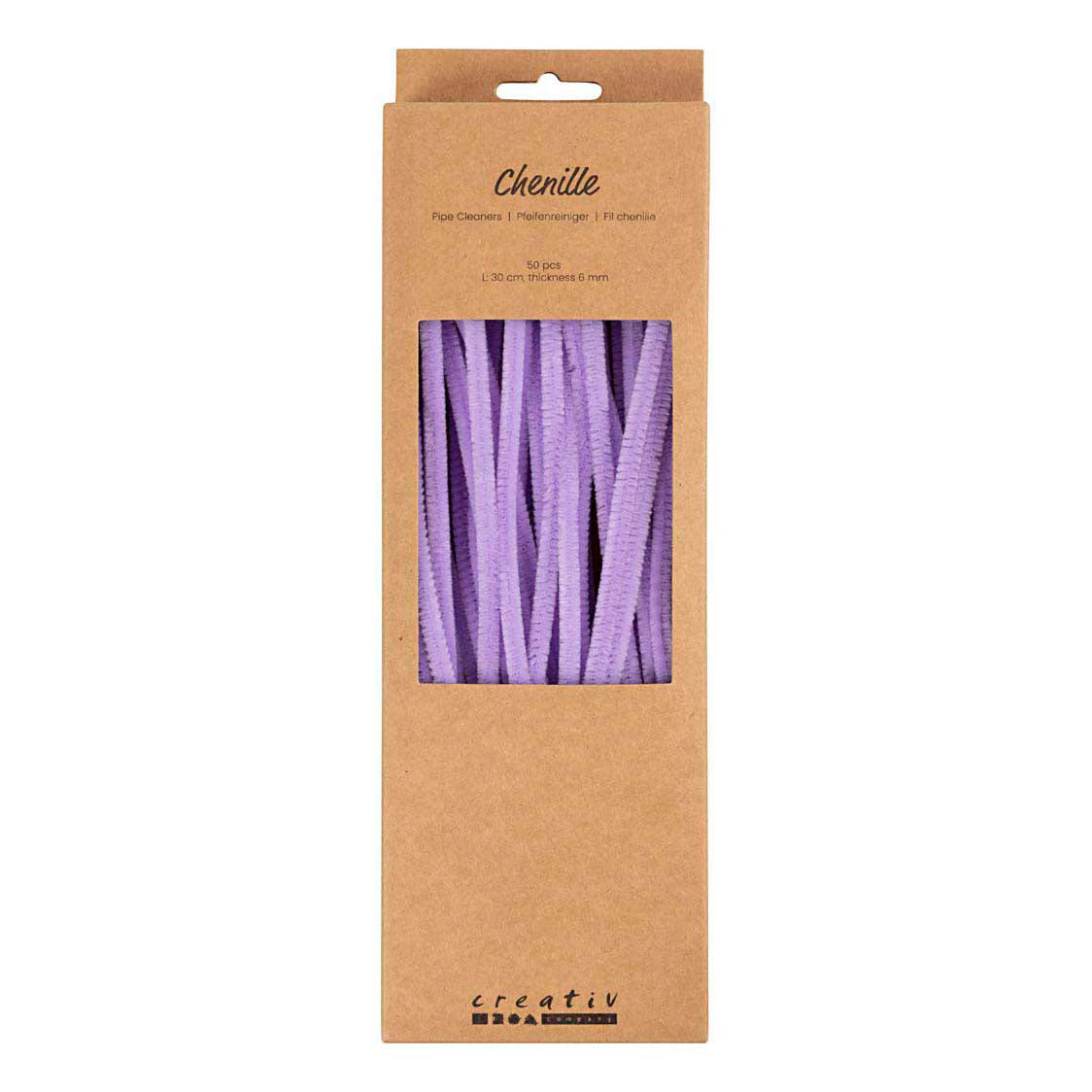 Creativ company chenilletråd lilla håndværksmateriale 50 stk 6mm x 30cm.