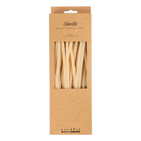 Creativ company chenille, l: 30 cm, tykkelse 6 mm, beige, 50 stk. 1 æske