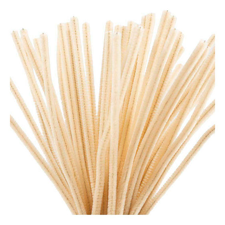 Creativ company chenille, l: 30 cm, tykkelse 6 mm, beige, 50 stk. 1 æske