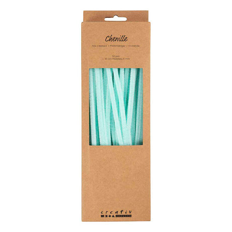 Creativ company chenille, l: 30 cm, tykkelse 6 mm, lys turkis, 50 stk. 1 æske