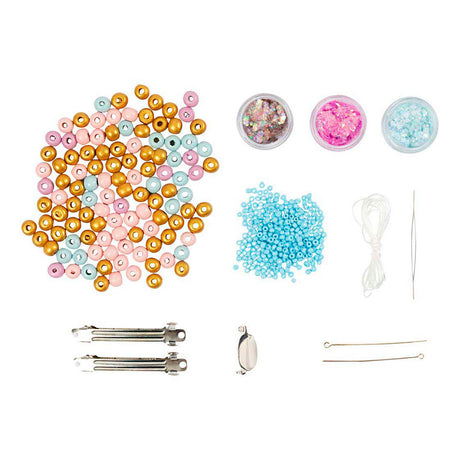 Kreativ virksomhed https: www.cchobby.nl mini-hobbysæt-smykker-halskæde-armbånd-clips-broche-blå-lysblå-pastel-pink-1-kasse