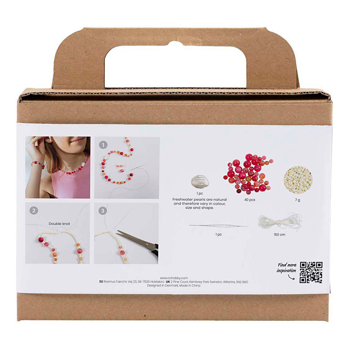 Kreativ virksomhed https: www.cchobby.nl mini-hobbyset-smykker-halskæde-og-armbånd-pink-1-box