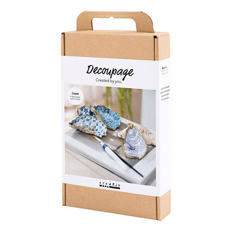Creativ firma hobbysæt decoupage, østersskaller, blå, 1 æske