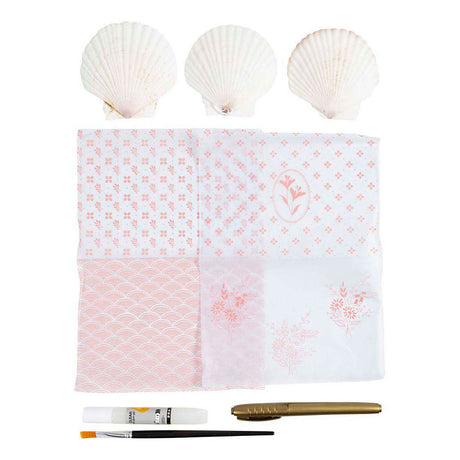 Creativ firma mini hobbysæt decoupage, muslingeskaller, lys pink, 1 æske