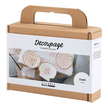Creativ firma mini hobbysæt decoupage, muslingeskaller, lys pink, 1 æske