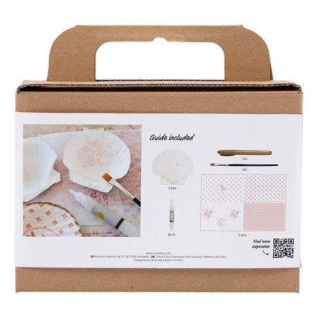 Creativ firma mini hobbysæt decoupage, muslingeskaller, lys pink, 1 æske