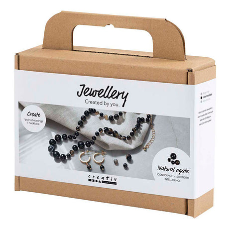 Creativ firma mini hobby sæt smykker, halskæde og øreringe, sort, hvid, 1 æske