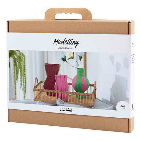 Creativ firma maxi modellering hobby sæt, papirmache vaser, forskellige farver, 1 æske