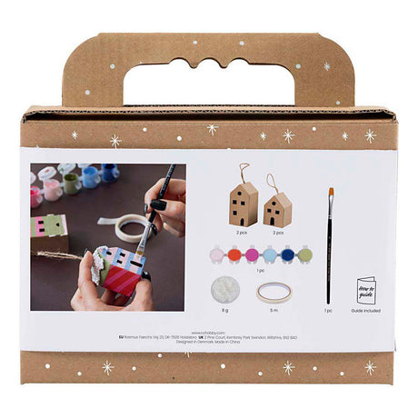 Creativ firma mini hobby sæt dekoration, huse, farverige, 1 æske