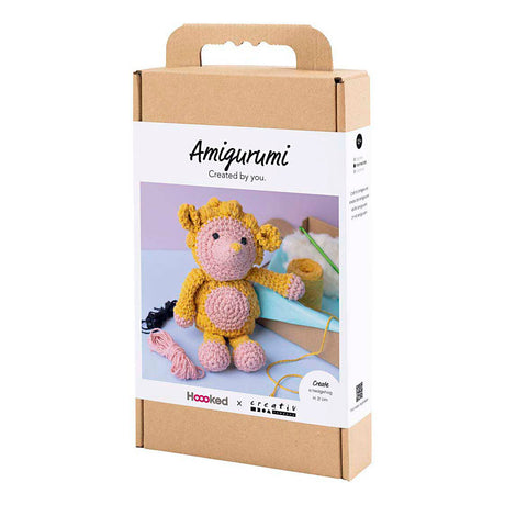 Creativ firma hobby sæt amigurumi, pindsvin, lys pink, varm gul, 1 æske