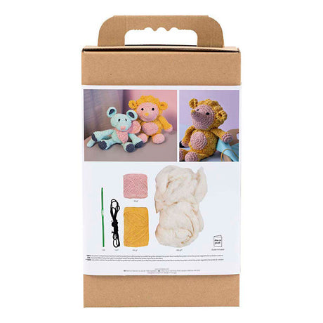 Creativ firma hobby sæt amigurumi, pindsvin, lys pink, varm gul, 1 æske