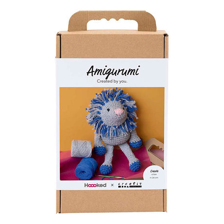 Kreativ virksomhed https: www.cchobby.nl hobbyset-amigurumi-lion-marineblå-lysgrå-1-boks