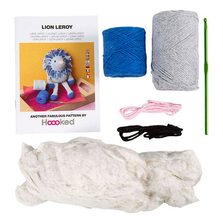 Kreativ virksomhed https: www.cchobby.nl hobbyset-amigurumi-lion-marineblå-lysgrå-1-boks