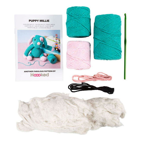 Creativ firma hobby sæt amigurumi, hvalp, pastel pink, mørk turkis, 1 æske